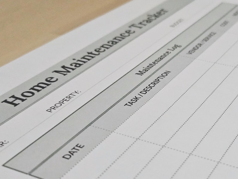 Printable Home Maintenance Tracker (minimalist) - Property Management ...