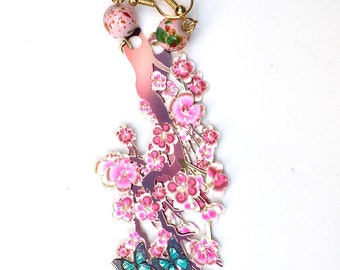Cherry Blossom Butterfly Earrings, Spring Statement Earrings, Korean Earrings, Blossom Earrings