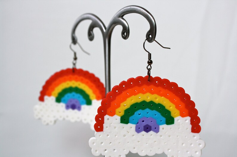 Rainbow Perler Earrings Etsy