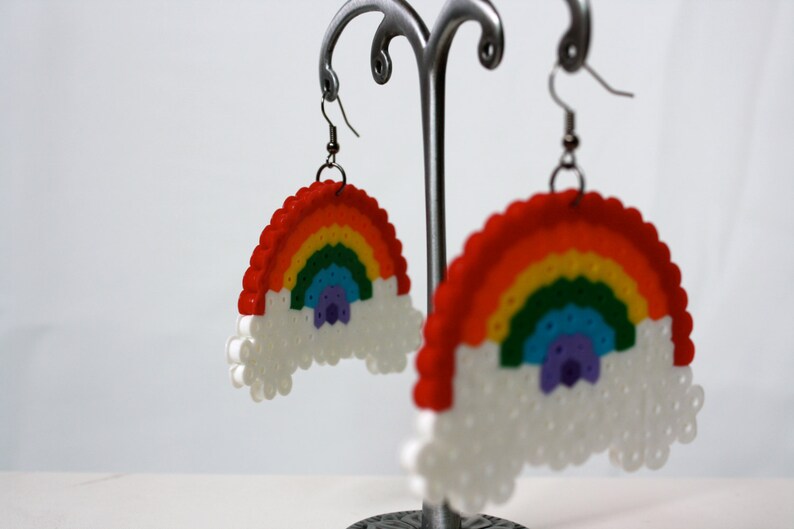 Rainbow Perler Earrings Etsy