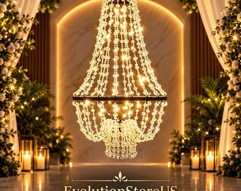 Solar Crystal Chandelier, Hanging Outdoor Light, LED Garden Decor, Water Resistant Patio Porch Lighting, Solar Garden & Backyard Decor