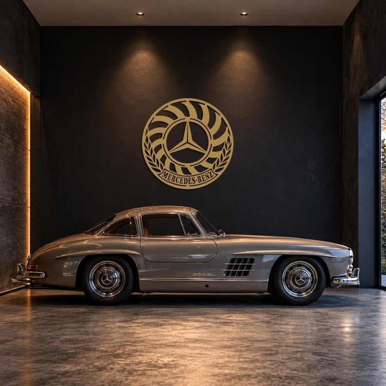 Mercedes Benz Metal Wall Art, Mercedes Garage Decor, Luxury Car Logo ...