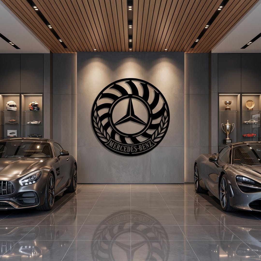 Mercedes Benz Metal Wall Art, Mercedes Garage Decor, Luxury Car Logo ...