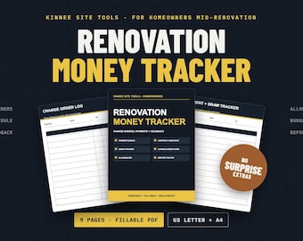 Renovatiebudgettracker – Wijzigingslogboek, betalingen aan aannemers en inhoudingen, invulbaar PDF-bestand