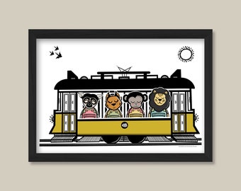 Tram - print - poster - cute - kidsroom