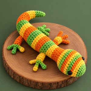 Gecko Crochet Pattern, Striped Lizard Amigurumi PDF, Stuffed Animal Digital Download