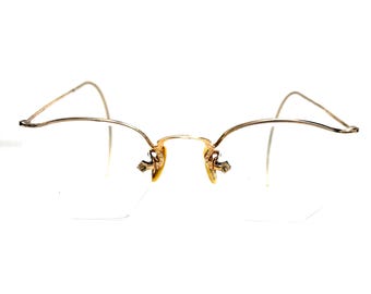 Antique 12K Gold Filled Round Eyeglasses With Original Case 
