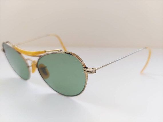 Vintage 1960s Green and Gold Eyeglasses Frames - image 3