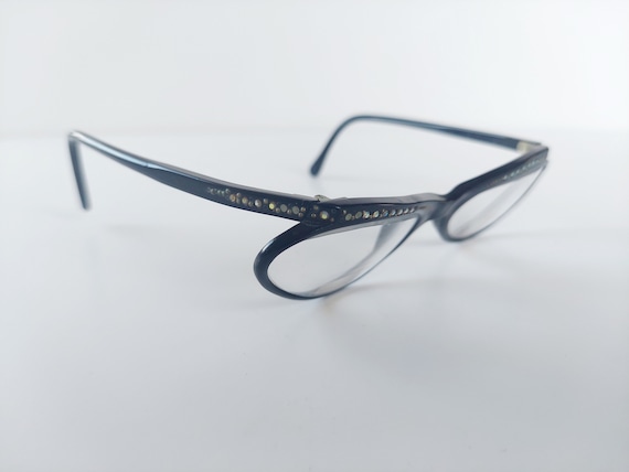 Vintage 1960s Catseye French Rhinstone Eyeglasses - image 2