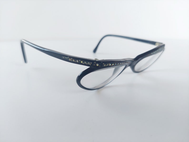 Vintage 1960s Catseye French Rhinstone Eyeglasses image 2