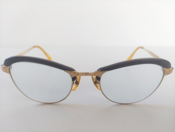 Vintage 1960s Black and Silver Cat Eye Glasses - image 2