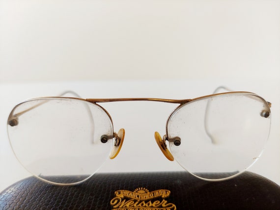 Vintage 1930s Rimless Octagonal Eyeglasses Frames - image 1