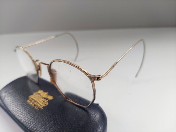 Vintage 1930s Octagonal 12k gold Eyeglasses - image 2