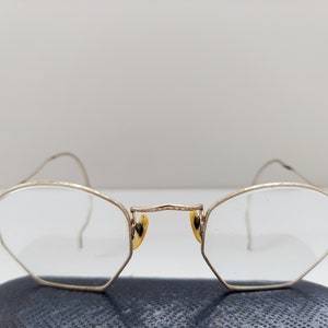 1930s Octagonal Art Deco 12k Gold Glasses Frames