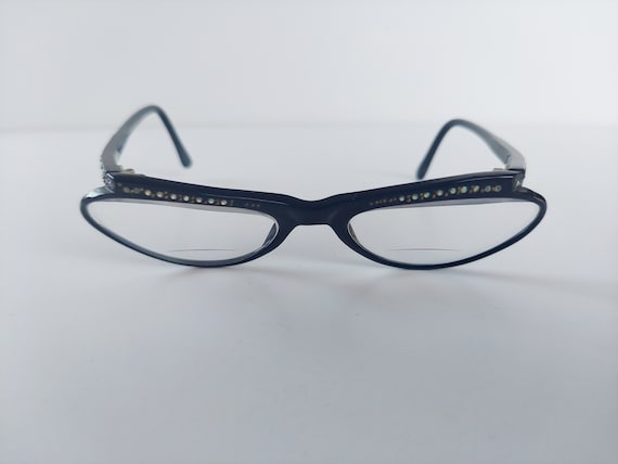 Vintage 1960s Catseye French Rhinstone Eyeglasses - image 3