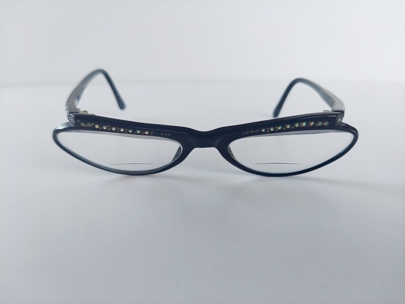 Vintage 1960s Catseye French Rhinstone Eyeglasses image 3