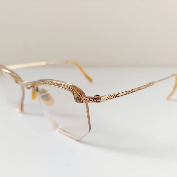 Vintage Gold Embelished 1960s Catseye Glasses