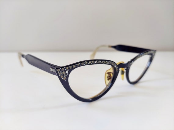 Vintage Black and Diamond  1960s Eyeglasses - image 1