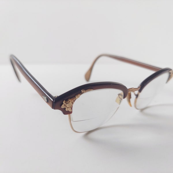 1960s Brown Cats Eye Glasses Frames