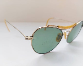 Vintage 1960s Green and Gold Eyeglasses Frames