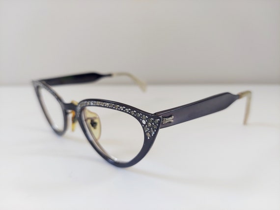 Vintage Black and Diamond  1960s Eyeglasses - image 3