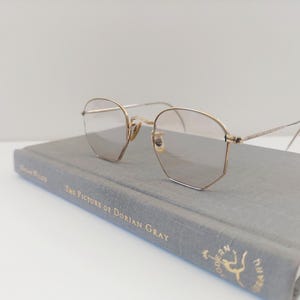 1930s Octagonal Art Deco 12k Gold Glasses Frames Bausch & Lomb