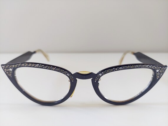 Vintage Black and Diamond  1960s Eyeglasses - image 2