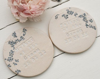 Father And Mother Of The Groom Coasters, Personalised Wedding Coasters For Mum And Dad, Wedding Day Gifts For Bridal Party