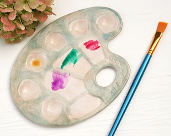 New Painted Bone Porcelain Palette Watercolor Palette Conch Ceramic Palette Professional Level Small Conch Watercolor Palette Porcelain Art Pottery Sculpture