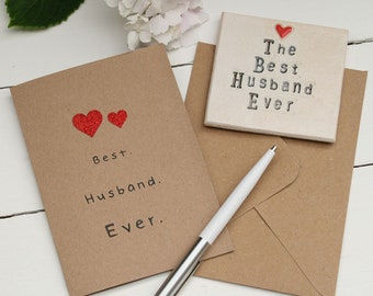 The Best Husband Ever Card, Greetings Card for Him, Birthday Valentine's or Father's Day Card, A6 Kraft Card