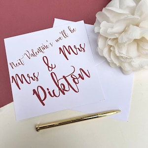 Next Valentine&#39;s We&#39;ll Be Mr And Mrs Card, Valentines Greetings Card For Soon To Be Married Couple, Personalised Newly Engaged Card