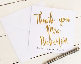 Personalised Teacher Card, Custom Greetings Card For Your Favourite Teacher, School Leavers Card