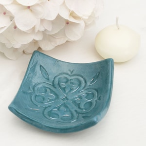 Moroccan Styled Teal Candle Holder, Ceramic Tea Light Square Holder, Gifts for Her, Birthday and Christmas Gifts