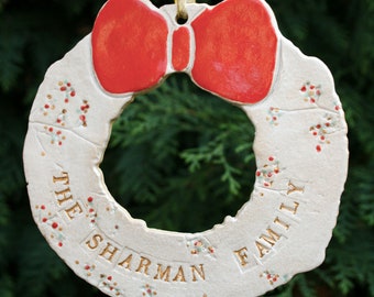 Family Ceramic Christmas Wreath Decoration