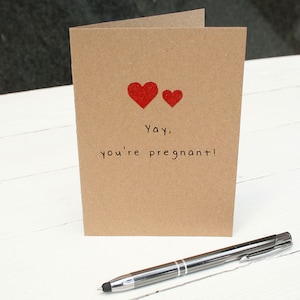 Yay! Vous êtes enceinte Card, Baby Shower A6 Carte de vœux pour maman et papa à être
