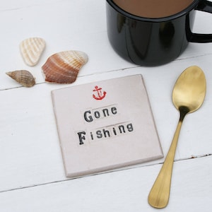 Gone Fishing Ceramic Coaster image 1