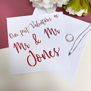 Première carte de la Saint-Valentin en tant que M. et Mme, M. et M., Mme et Mme, carte de jeunes mariés pour célébrer la Saint-Valentin, cartes de vœux pour les couples