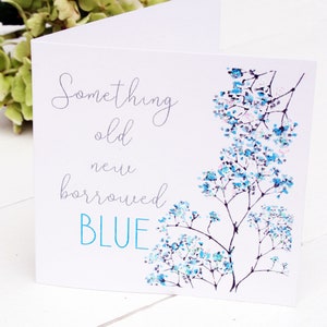 Carte de mariage bleue, carte de vœux pour la fête de mariage, vide à l’intérieur pour son propre message