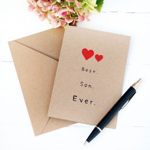 Best Son Ever Card, Greetings Card for Him, Add Matching Ceramic Coaster, Letterbox Keepsake Gift