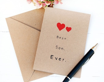 Best Son Ever Card, Greetings Card for Him, Add Matching Ceramic Coaster, Letterbox Keepsake Gift