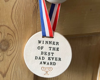 Best Dad Ever Award Medal - Personalised Father's Day Gift - Ceramic Award Gift