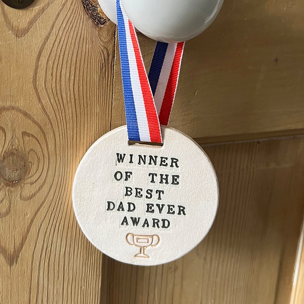 Best Dad Ever Award Medal - Personalised Father's Day Gift - Ceramic Award Gift
