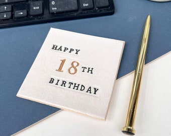 18th Birthday  Coaster, Milestone Birthday Ceramic Gift With Optional Matching Greetings Card