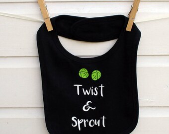 Twist and Sprout Bib, Printed Christmas Baby Bib For Little One, Christmas Clothing And Accessories For Baby, Christmas Sprouts