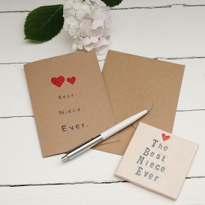 Die beste Nichte Ever Karte, Grußkarte für Nichte, passende Untersetzer erhältlich, Geschenke für sie, Briefkasten Geschenke, Geschenk und Kartenoptionen