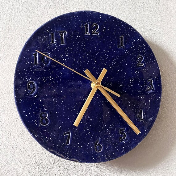 Orologio Da Parete Fashiom 25 Cm – Design Floreale Blu, Stile Mediterraneo, Silenzioso
