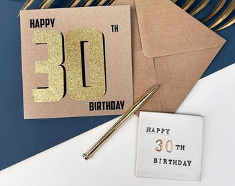 30th Birthday  Coaster, Milestone Birthday Ceramic Gift With Optional Matching Greetings Card