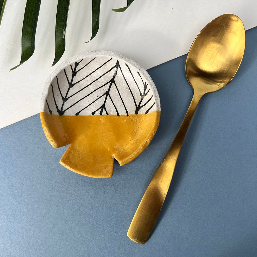 Lot De 4 Repose-Cuillère En Céramique Forme Fleur - Support Stable Pour Cuisine - Multicolore
