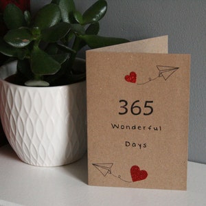 Erstes Jahr Jubiläumskarte, 365 Tage Jubiläumsgrußkarte, 1 Jahr Papiermaterial Jubiläumskarte