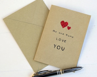 Me and Bump Love You Card - Me and Mummy, Me and Daddy Card and Matching Coaster - Father's Day and Mother's Day Gifts